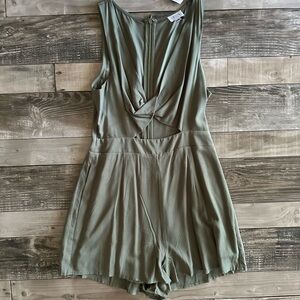 Le Lis Olive Green Sleeveless Romper Jumpsuit